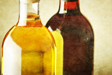 White and red wine bottles.の写真素材