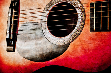 Close-up shot of an acoustic guitar