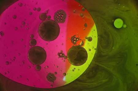 Abstract shapes of oil and paint mixture