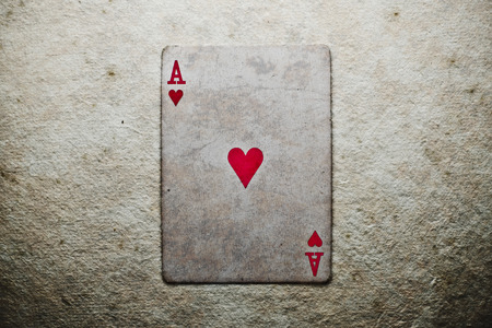 Poker card - heart ace with texture.の写真素材