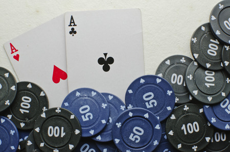 Wining cards with some coinsの写真素材