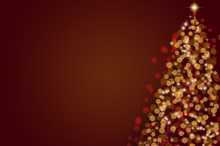 Christmas tree with lights. Red backgroundの写真素材