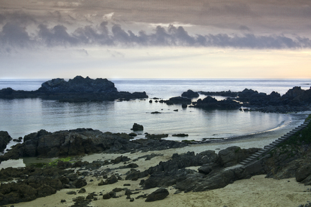 Sunset on Atlantic coast in Galiciaの写真素材