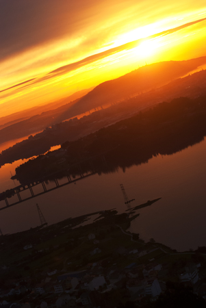 Abstract sunset on ferrol bayの写真素材