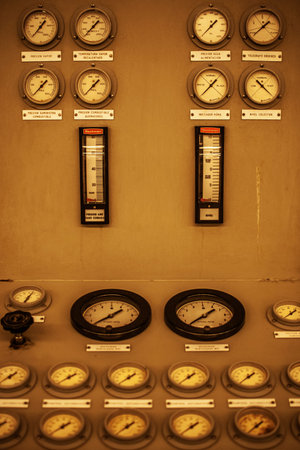 Nautical ships control panel in the old vessel
