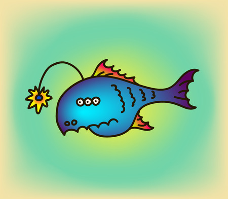 Cartoon party anglefish vector illustration.のイラスト素材