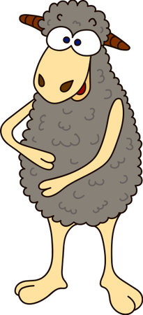Isolated gray cartoon sheep, cartoon style, vector imageのイラスト素材