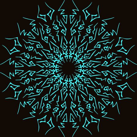 Fantasy orc runes styled blue mandala, vector imageのイラスト素材