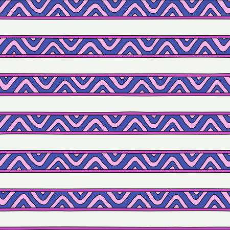 Viking styled tribal seamless vector pattern for wallpaper, background, textile, wrapping paper and other. Hand-drawn stripes with zig-zag and triangle texture.のイラスト素材