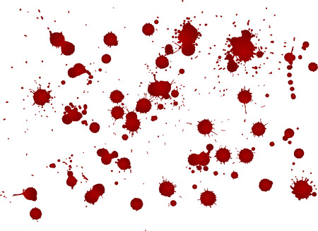 Messy blood blot, red drops on white background. Vector illustration, maniac styleのイラスト素材