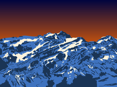 Mountain top sunset.のイラスト素材