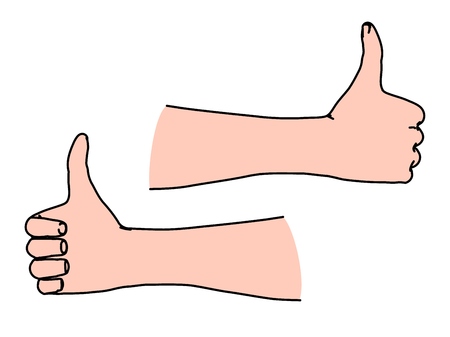 Thumbs up line art gesturing as concept of positive emotion, agreement, satisfaction, success, voting, like symbolのイラスト素材