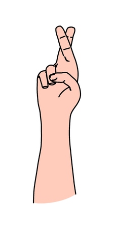Crossed fingers as illustration of human hand gesturing - wishing, hope, good luck and success ideasのイラスト素材