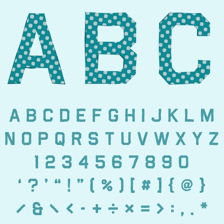 Font with green polka dots texture for english retro poster or classic decorative conceptのイラスト素材