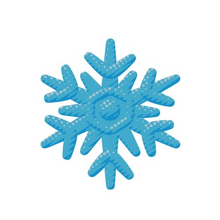 Isolated vector design of ice winter snowflake in freeze crystal shape. Flat weather pop art of snow flake for frost xmas celebration with meteorology pattern in season object or sign for web graphic.のイラスト素材