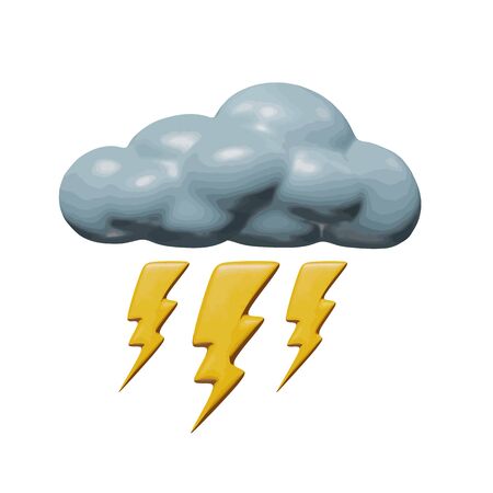Forecast vector illustration of element for season - plastic lightning bolt. Smooth isolated model of thunderbolt or thunderstorm. Decorative idea or icon of lightning storm in stormy sky air.のイラスト素材