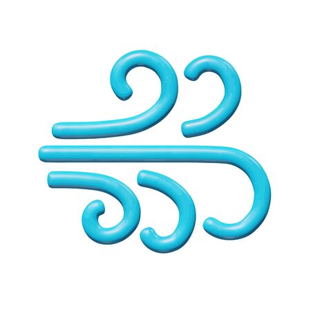 Forecast vector illustration of web for climate - fresh and cold plastic wind curve. Shiny isolated sculpture, blue windy wave. Beautiful pipe shape object or sign of cool blow flowing in environment.のイラスト素材