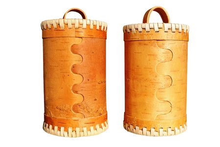 birch bark - the traditional Russian material for the manufacture of home-ware の写真素材