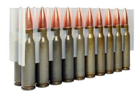 Hunting cartridges manufactured in Russia.  Bullet weight -168 gr , full metal jacket boat tail , non-corrosive , lacquered steel caseの写真素材