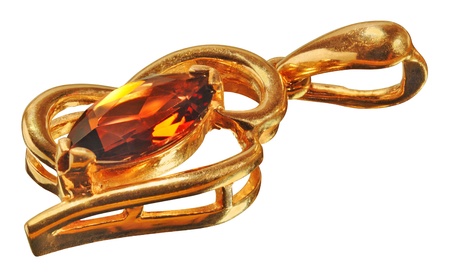 Gold pendant with garnet gemstone - pyropeの写真素材