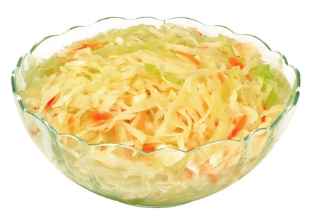 Pickled cabbage salad in a white backgroundの写真素材