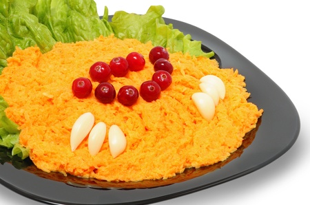 Dietary salad of grated carrots, minced garlic mayonnaise sauceの写真素材