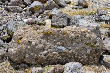 Polymictic conglomerate of volcanic origin. July. Eastern Sayan. Central Asiaの写真素材
