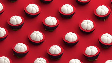 Mangosteen fruit collection 3d illustrationの写真素材