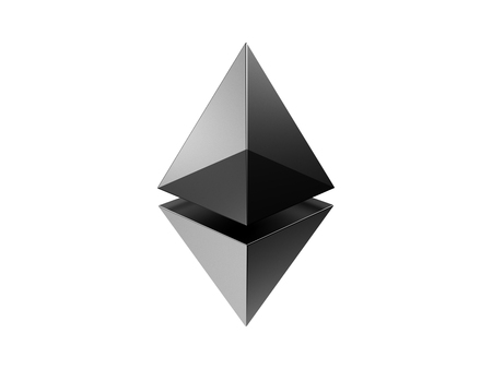 Ethereum crypto currency metal shiny art icon for apps and websites. Ethereum  3d illustrationの写真素材