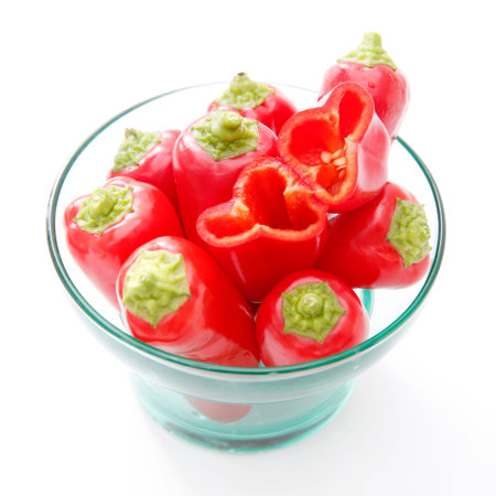 Glass container with red pepperの写真素材