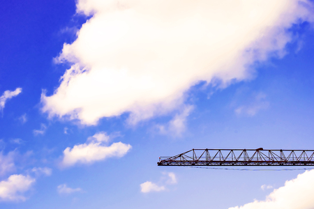 Construction cranes against the bly sky background. copy spaceの写真素材