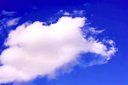 White Cirrus clouds on a blue sky, the beauty of natureの写真素材