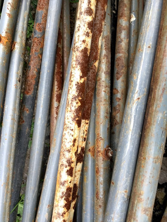 old iron pipes, old rusty metal for recycling