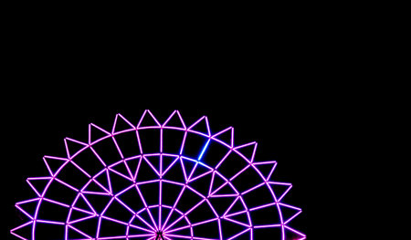 Ferris wheel with illumination on dark background, Part of Ferris wheel  against a black sky...