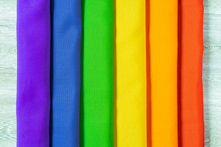 Rainbow LGBT flag of six colors for design with space for text. Copy space. Symbol of the LGBT...