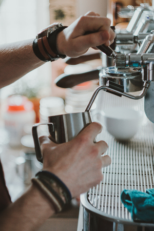 Barista Cafe Making Coffeeの写真素材