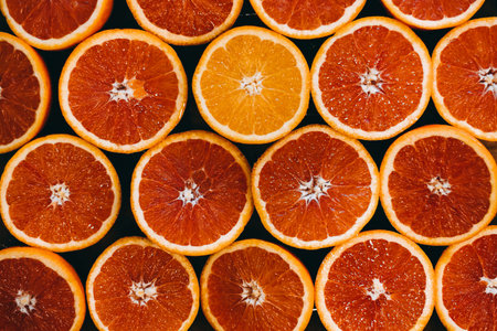 Grapefruit pattern on yellow background. Minimal flat lay concept. Background