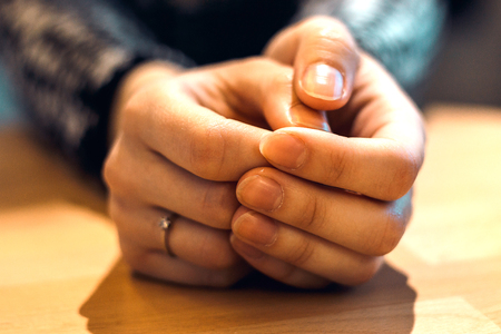 Close up of female hands.の写真素材