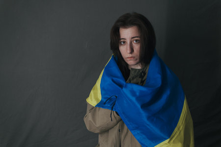 Ukrainian woman with molotov standingの写真素材