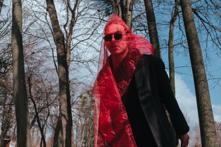 Superhero man with red mask and sunglasses fashion fighter