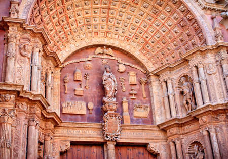 Detail of Mallorca cathedral, in Palma de Mallorca, Spainの写真素材