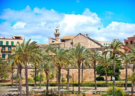 appearance of the city center. The capital of Mallorca. Spanish style and architectureのeditorial素材