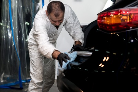 Polished black car polishing machine polished finishingの写真素材