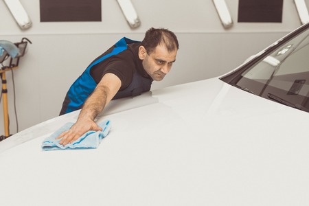 Polished white carの写真素材