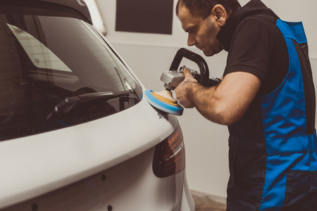 Polished white carの写真素材