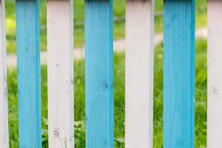 Blue white fence backgroundの写真素材