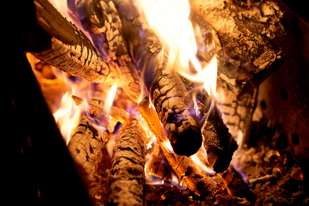 Fire flames on a black background. The fire burns on a black background.の写真素材