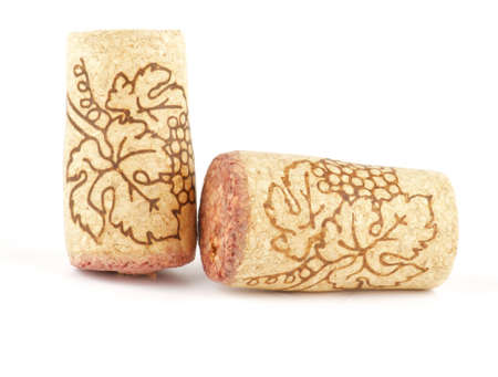 Two Wine corks isolated on white backgroundの写真素材