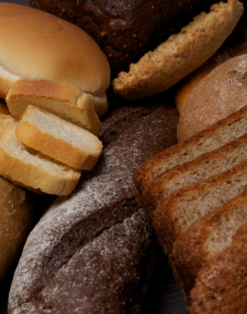 Background of Various Bread close up の写真素材