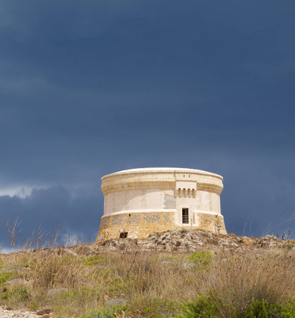 Tower of Fornells on North of Menorcan coast, Balearic Islandsの写真素材
